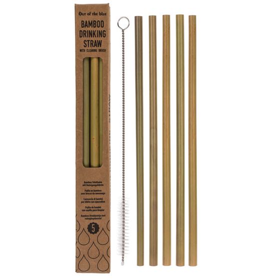 Bamboo Drinking Straws with Cleaning Brush (Set of 5)