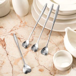 Silver Heart Spoons with Long Handles (Set of 4)