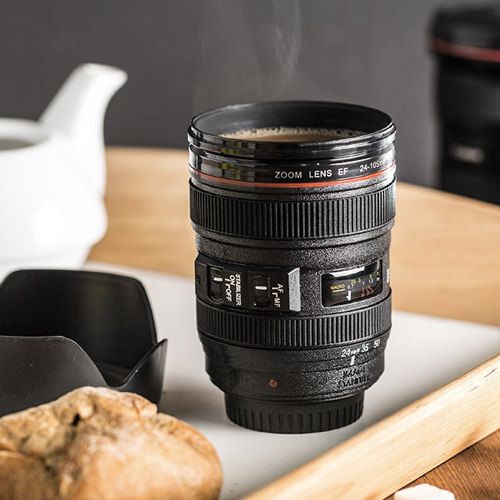 Camera Lens Mug with Lid