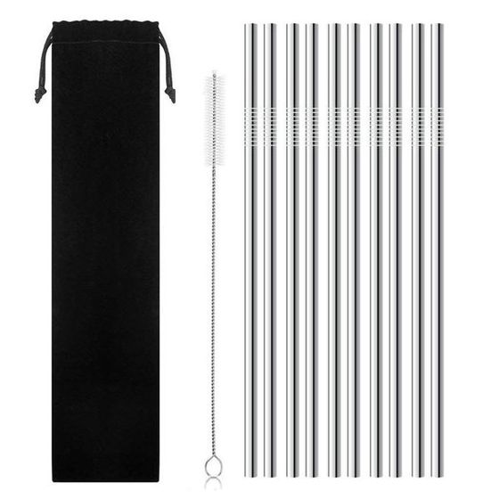 Stainless Steel Drinking Straws with a Brush (Set of 10)