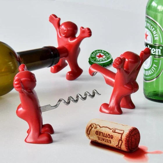 Happy Men bottle opener, stopper and corkscrew (Set of 3)