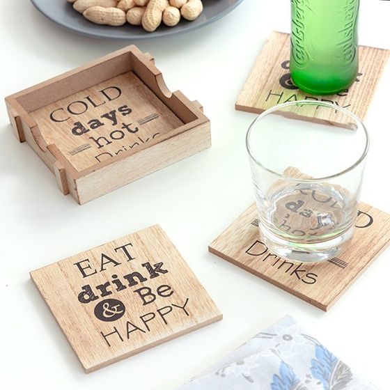 Message Wooden Coasters (Set of 4)