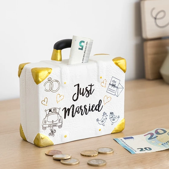 Just Married Savings Box Suitcase