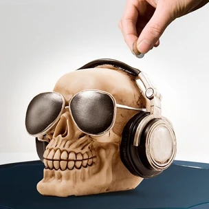 Savings Bank Skull with Earphones and Sunglasses