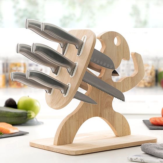 Spartan Set of Knives with Wooden Base