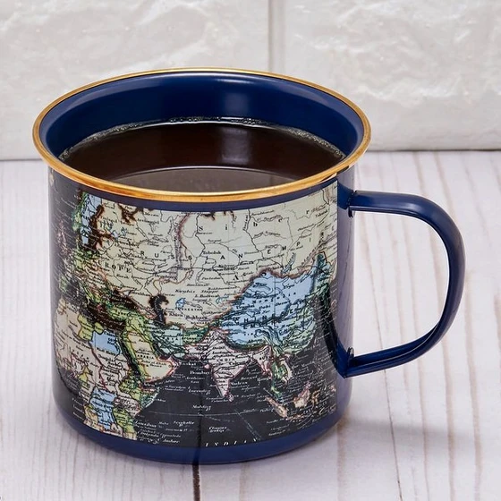 World Map Enamel Mug