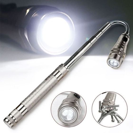 LED Extendable Metal Flashlight with Magnet