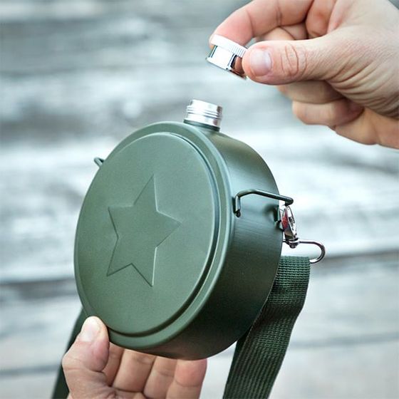 Military Flask with Shoulder Strap
